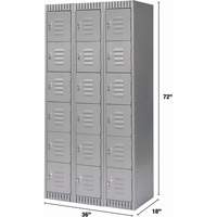 Lockers, 6 -tier, Bank of 3, 36" x 18" x 72", Steel, Grey, Knocked Down Distribution Élite MP