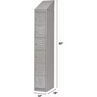 Lockers, 6 -tier, 12" x 18" x 82", Steel, Grey, Knocked Down Distribution Élite MP