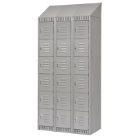 Lockers, 6 -tier, Bank of 3, 36" x 18" x 82", Steel, Grey, Knocked Down Distribution Élite MP
