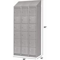 Lockers, 6 -tier, Bank of 3, 36" x 18" x 82", Steel, Grey, Knocked Down Distribution Élite MP