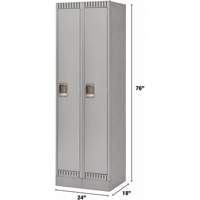 Lockers, Bank of 2, 24" x 18" x 76", Steel, Grey, Knocked Down Distribution Élite MP