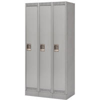 Lockers, Bank of 3, 36" x 18" x 76", Steel, Grey, Knocked Down Distribution Élite MP