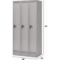 Lockers, Bank of 3, 36" x 18" x 76", Steel, Grey, Knocked Down Distribution Élite MP