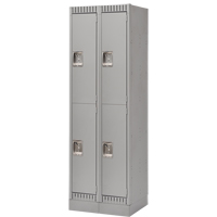 Lockers, 2 -tier, Bank of 2, 24" x 18" x 76", Steel, Grey, Knocked Down Distribution Élite MP