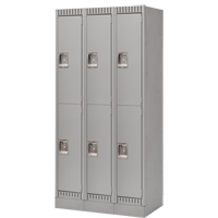 Lockers, 2 -tier, Bank of 3, 36" x 18" x 76", Steel, Grey, Knocked Down Distribution Élite MP