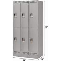 Lockers, 2 -tier, Bank of 3, 36" x 18" x 76", Steel, Grey, Knocked Down Distribution Élite MP