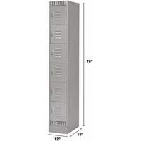 Casiers, 6 niveaux, 12" x 18" x 76", Acier, Gris, D&eacute;mont&eacute; Distribution Élite MP