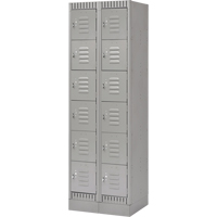 Lockers, 6 -tier, Bank of 2, 24" x 18" x 76", Steel, Grey, Knocked Down Distribution Élite MP