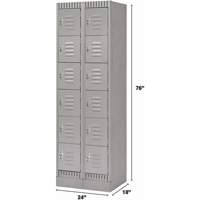 Lockers, 6 -tier, Bank of 2, 24" x 18" x 76", Steel, Grey, Knocked Down Distribution Élite MP