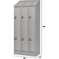 Lockers, 2 -tier, Bank of 3, 36" x 18" x 86", Steel, Grey, Knocked Down Distribution Élite MP