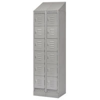 Lockers, 6 -tier, Bank of 2, 24" x 18" x 86", Steel, Grey, Knocked Down Distribution Élite MP