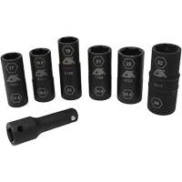 Jeu de demi-douilles r&eacute;versibles m&eacute;triques, 7 Mcx, Chocs, Prise de 1/2", Profond Distribution Élite MP