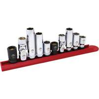 Jeu de douilles chrom&eacute;es avec rail, 10 Morceaux, Prise de 1/4"/3/8" Distribution Élite MP