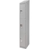 Lockers, 3 -tier, 12" x 18" x 82", Steel, Grey, Knocked Down Distribution Élite MP