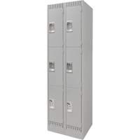 Casiers, 3 niveaux, Bloc de 2, 24" x 18" x 76", Acier, Gris, D&eacute;mont&eacute; Distribution Élite MP
