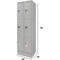 Casiers, 3 niveaux, Bloc de 2, 24" x 18" x 76", Acier, Gris, D&eacute;mont&eacute; Distribution Élite MP