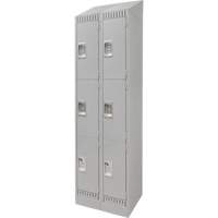Lockers, 3 -tier, Bank of 2, 24" x 18" x 86", Steel, Grey, Knocked Down Distribution Élite MP