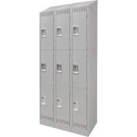 Lockers, 3 -tier, Bank of 3, 36" x 18" x 86", Steel, Grey, Knocked Down Distribution Élite MP
