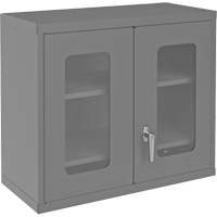 Wall-Mountable Storage Cabinet with Clearview Doors, 26-15/16" H x 29-7/8" W x 13-11/16" D, 2 Shelves, Steel, Grey Distribution Élite MP
