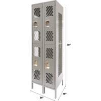 Casiers ventil&eacute;s, 2 niveaux, Bloc de 2, 24" x 18" x 78", Acier, Gris, D&eacute;mont&eacute;, Perfor&eacute; Distribution Élite MP