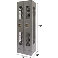 Casiers ventil&eacute;s, Bloc de 2, 24" x 18" x 78", Acier, Gris, D&eacute;mont&eacute;, Perfor&eacute; Distribution Élite MP