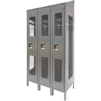 Casiers ventil&eacute;s, Bloc de 3, 36 x 18" x 88", Acier, Gris, D&eacute;mont&eacute;, Perfor&eacute; Distribution Élite MP