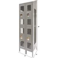 Casiers ventil&eacute;s, 2 niveaux, Bloc de 2, 24" x 18" x 88", Acier, Gris, D&eacute;mont&eacute;, Perfor&eacute; Distribution Élite MP