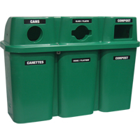 Contenants de recyclage Bullseye, Bord de rue, Plastique, 3 x 22 gal. US Distribution Élite MP