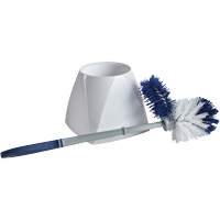 Brosse &agrave; cuvettes avec lave-rebord et valet, 15" l, Soies Synth&eacute;tique, Blanc Distribution Élite MP