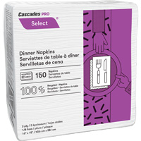 Serviettes de table &agrave; plis 1/8 Pro Select, 2 pli, 15" x 16" Distribution Élite MP