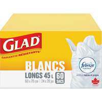 Tall 45L Febreze Garbage Bags, Regular, 24" W x 28" L, White Distribution Élite MP