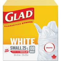Small 25L Unscented Garbage Bags, Regular, 20" W x 20" L, White Distribution Élite MP