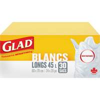 Tall 45L Unscented Garbage Bags, Regular, 24" W x 28" L, White Distribution Élite MP