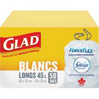 Sacs &agrave; ordures hauts 45 L avec Febreze, R&eacute;gulier, 24" la x 28" lo, Blanc Distribution Élite MP