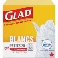 Petits sacs &agrave; ordures 25 L avec Febreze, R&eacute;gulier, 20" la x 20" lo, Blanc Distribution Élite MP