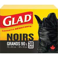 Sacs &agrave; ordures 90 L, R&eacute;gulier, 30" la x 33" lo, Noir Distribution Élite MP