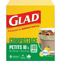 Petits sacs de compostage, R&eacute;gulier, 17" lo x 16" la, Brun, Capacit&eacute; de 10 L (3 gal.) Distribution Élite MP