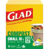 Petits sacs de compostage, R&eacute;gulier, 17" lo x 16" la, Brun, Capacit&eacute; de 10 L (3 gal.) Distribution Élite MP