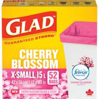 Sacs parfum&eacute;s et de couleur fleur de cerisier de Glad, Fort, 17" la x 20" lo, Rose, Capacit&eacute; 15 L (3,96 gal) Distribution Élite MP
