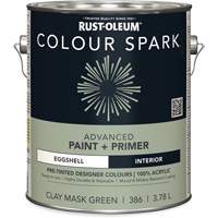 Peinture int&eacute;rieure pr&eacute;teint&eacute;e + appr&ecirc;t mural Colour Spark, Vert masque en argile, Satin&eacute;, 3,78 L, Gallon Distribution Élite MP