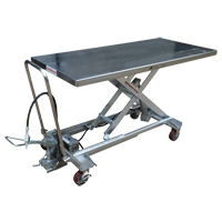 Pneumatic Hydraulic Scissor Lift Table, Stainless Steel, 63" L x 31-1/2" W, 1000 lbs. Cap. Distribution Élite MP