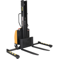 Narrow Mast Powered Lift Stacker, Electric Operated, 1500 lbs. Capacity, 63" Max Lift Distribution Élite MP