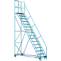 CSA-Certified Rolling Step Ladder with Locking Step, 16 Steps, 30" Step Width, 144" Platform Height, Steel Distribution Élite MP