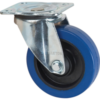 Roulette bleue, Pivotant, 5" (127 mm), Caoutchouc, 400 lb (181 kg) Distribution Élite MP