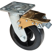 Mold-on Caster, Swivel with Brake, 6" (152.4 mm), Rubber, 550 lbs. (249 kg.) Distribution Élite MP