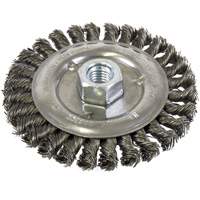 Brosse filet&eacute;e &agrave; fils nou&eacute;s et face standard, Dia. 5", Fils 0,022", Arbre 5/8"-11, Acier Distribution Élite MP