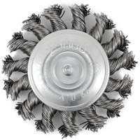 Brosse radiale &agrave; fils nou&eacute;s torsad&eacute;s mont&eacute; sur mandrin, Dia. 3", Fils 0,02", Arbre 1/4", Acier inoxydable Distribution Élite MP