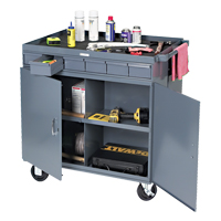 Poste de travail &agrave; deux c&ocirc;t&eacute;s mobile et robuste, 1200 lb Capacit&eacute;, Acier, 34" x la, 34" x ha, 24" p, Enti&egrave;rement soud&eacute;, 6 tirroirs Distribution Élite MP