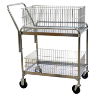 Chariot de bureau en treillis m&eacute;tallique pour le courrier, 200 lb Capacit&eacute;, Chrome, 20" p x 33" la x 37-1/2" h, Chrom&eacute; Distribution Élite MP