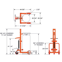 Grand chariot hydraulique HLCC pour bouteille de gaz liquide, Roues Polyur&eacute;thane, Base de 20" la x 20" p, 1000 lb Distribution Élite MP